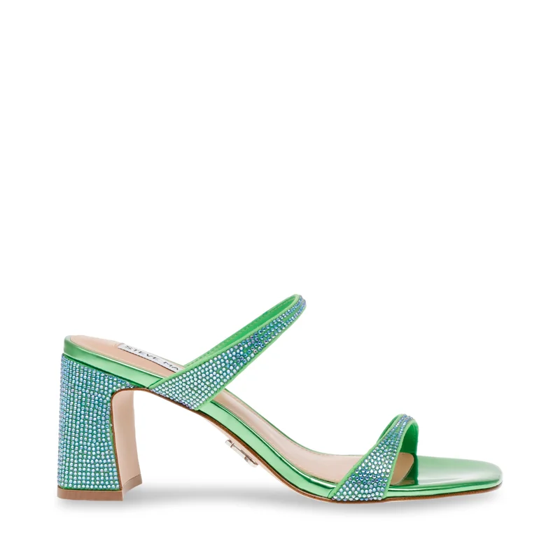 Steve madden ziya-r green/blue iridescent women's sandals